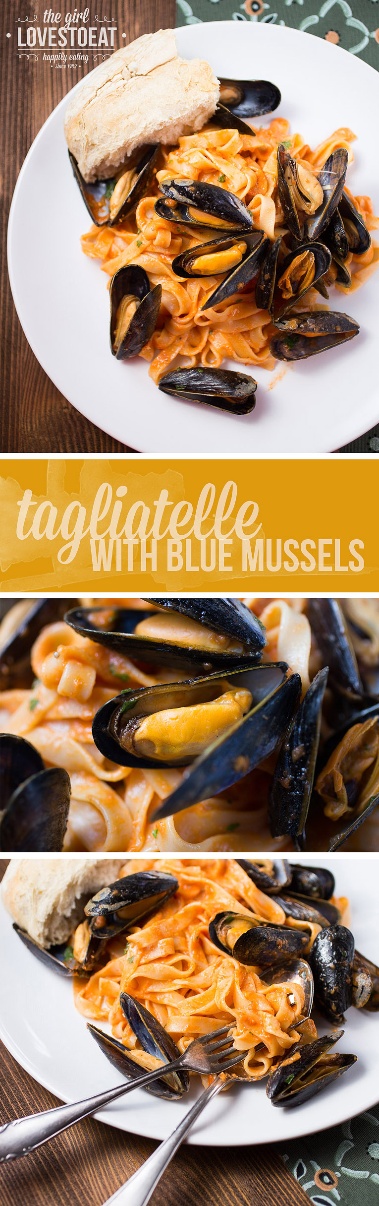 Tagliatelle with blue mussels {The Girl Loves To Eat}