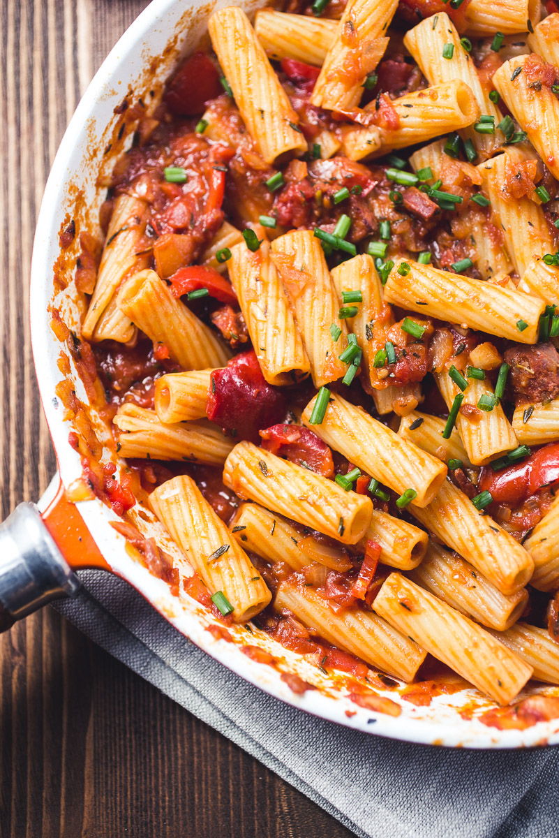 Penne all'arrabbiata with chorizo