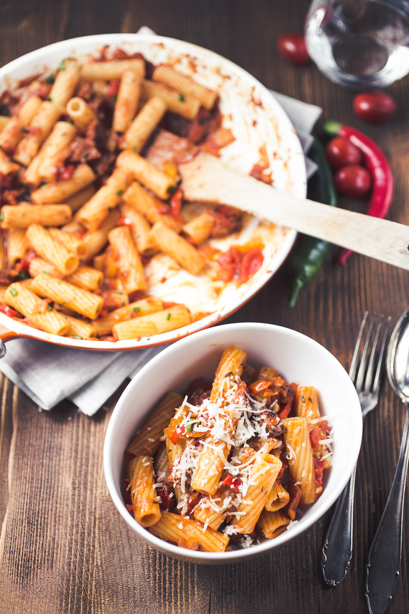 Penne all'arrabbiata with chorizo