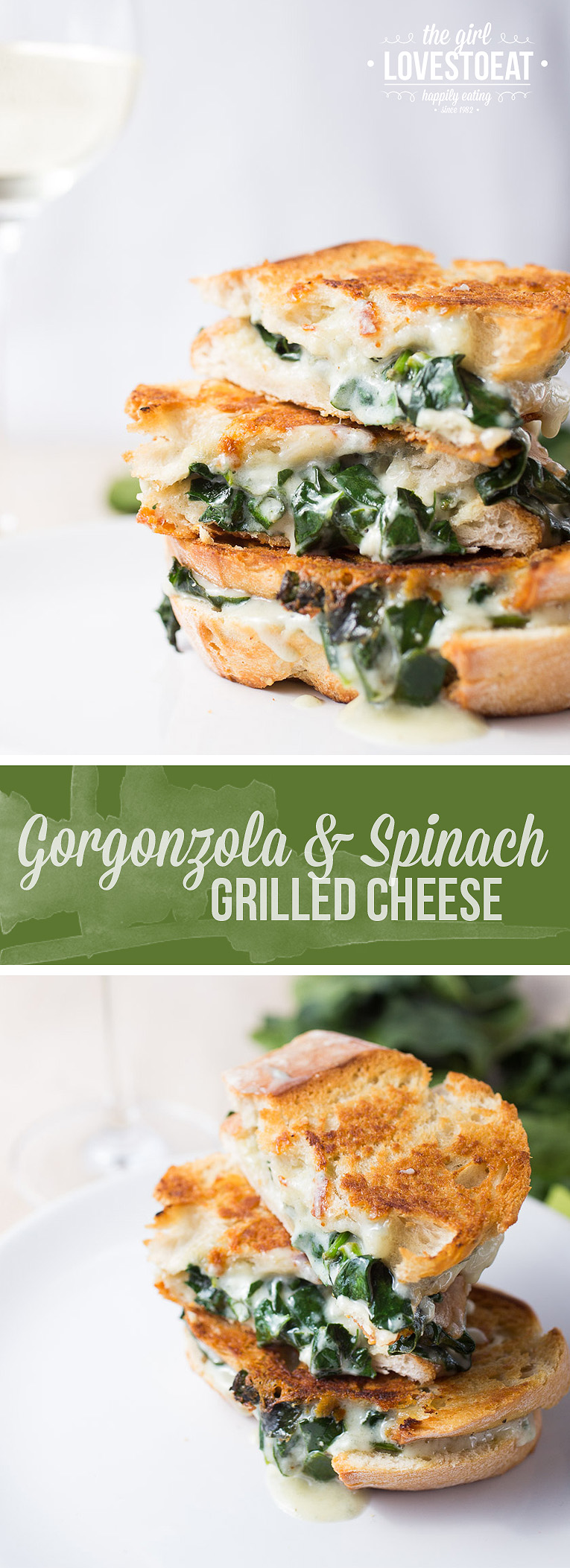 Gorgonzola and spinach grilled cheese