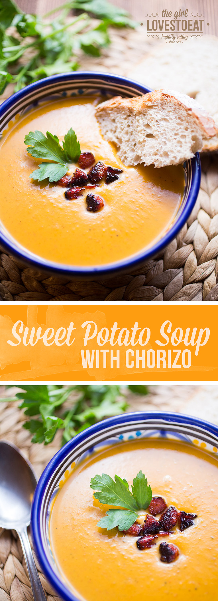 Sweet potato soup with chorizo