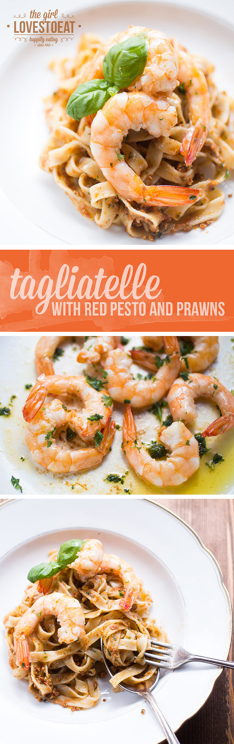 Tagliatelle with prawns and red pesto