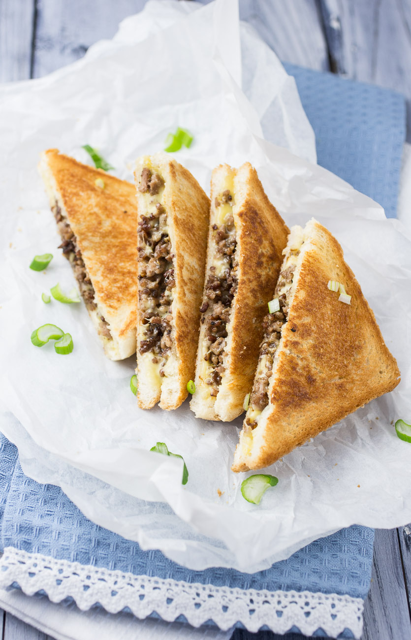 Ground Beef Grilled Cheese Sandwich