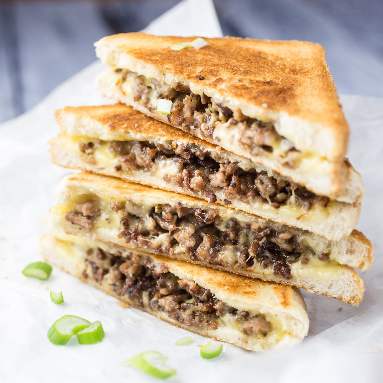 Ground Beef Grilled Cheese Sandwich