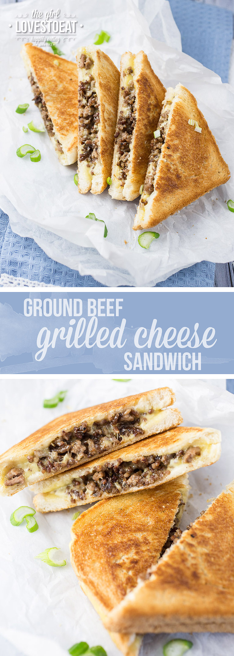 Ground Beef Grilled Cheese Sandwich { thegirllovestoeat.com }