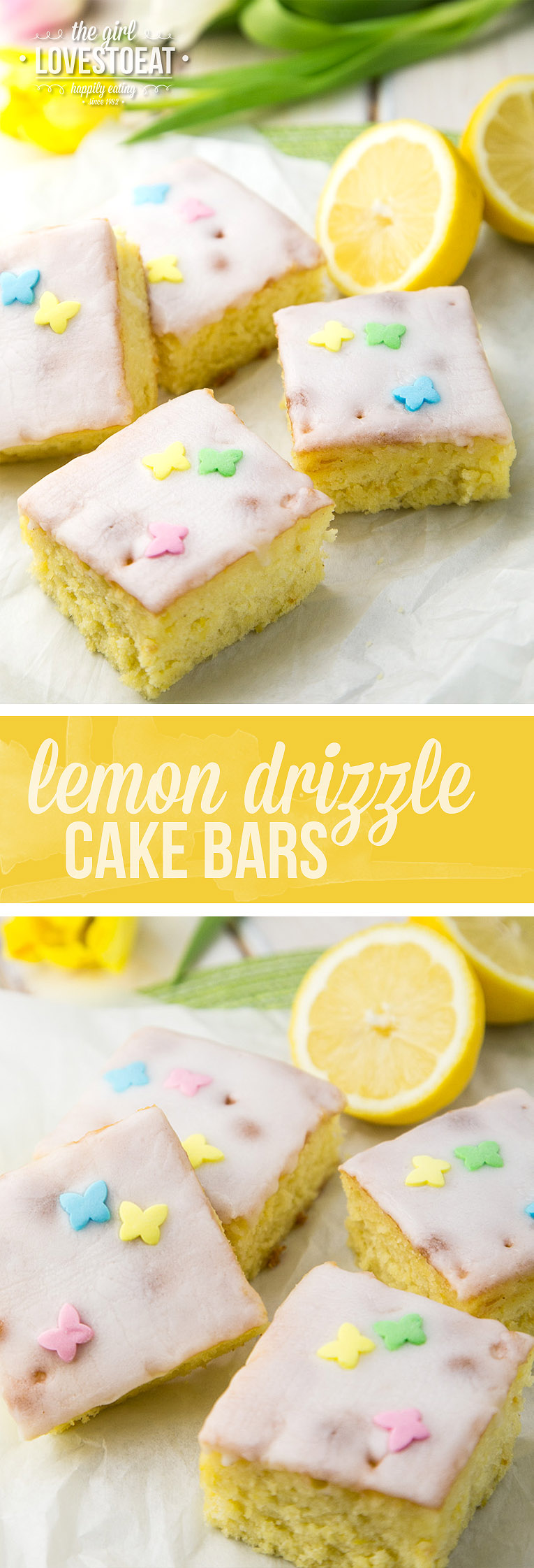 Lemon drizzle cake bars { thegirllovestoeat.com }