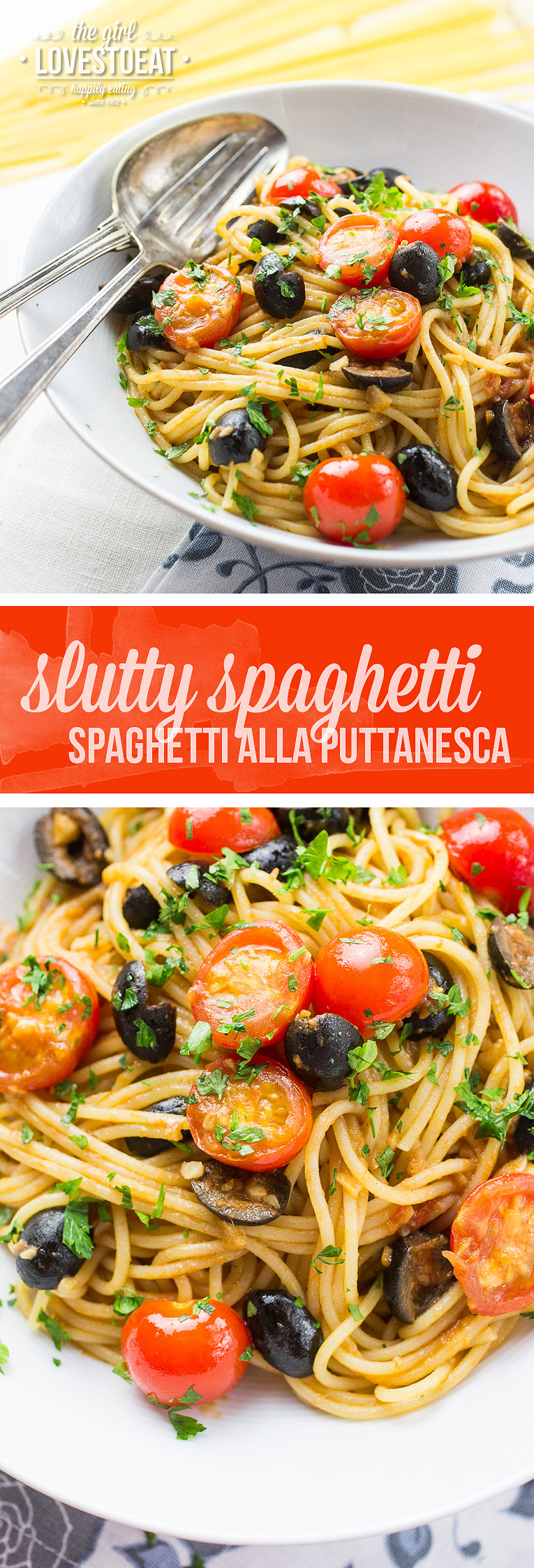 Slutty Spaghetti aka Spaghetti alla puttanesca { thegirllovestoeat.com }