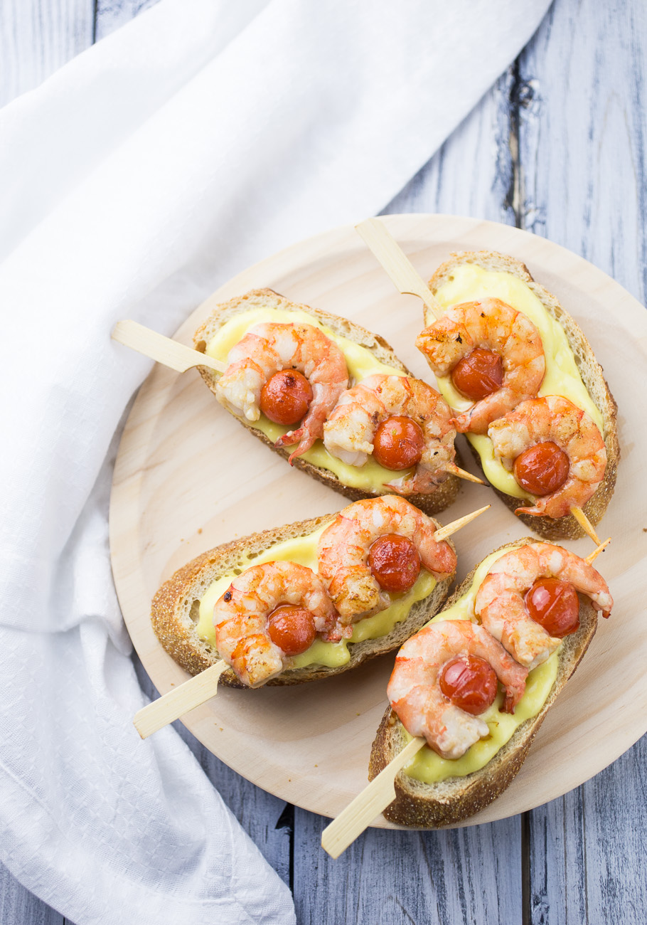 Gambas Aioli Tostas { thegirllovestoeat.com }