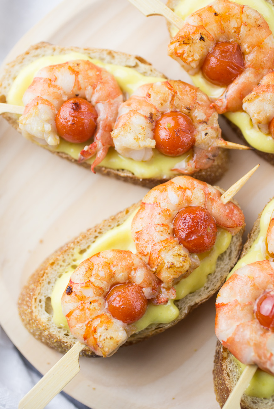 Gambas Aioli Tostas { thegirllovestoeat.com }