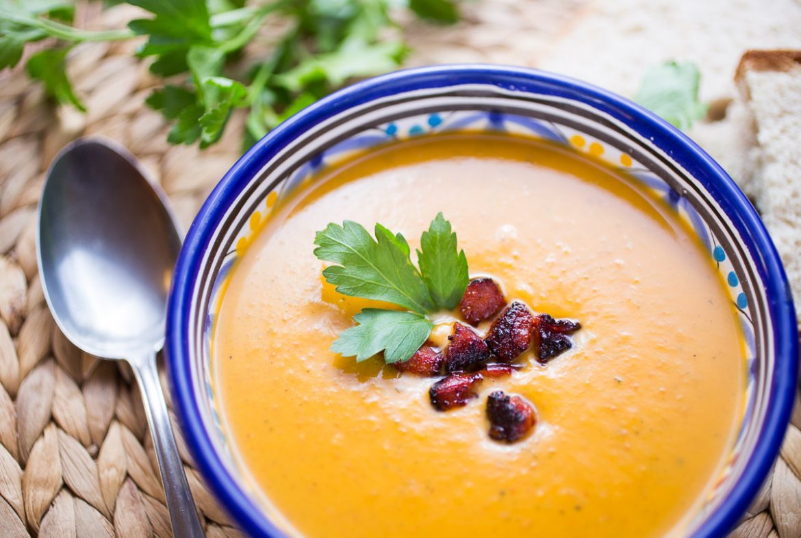Sweet potato soup with chorizo The Girl Loves To Eat