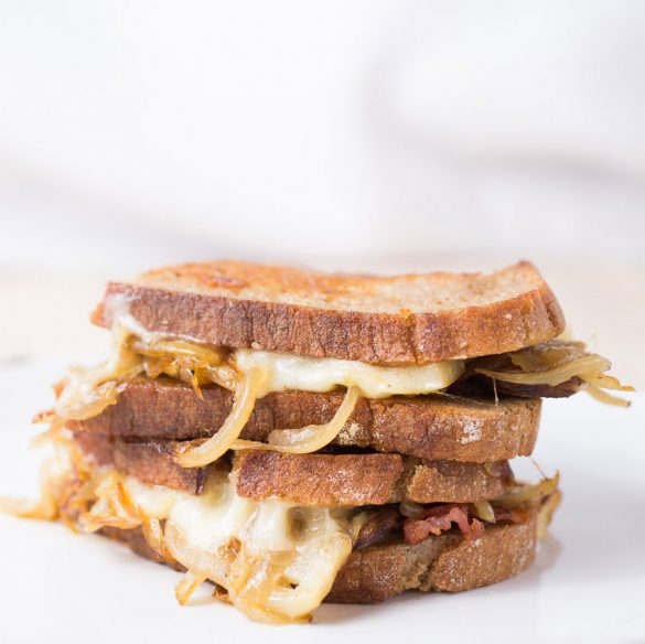 Gruyere, caramelized onions, mushrooms and bacon grilled cheese
