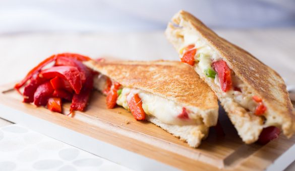 Mozarella and roasted bellpeppers grilled cheese