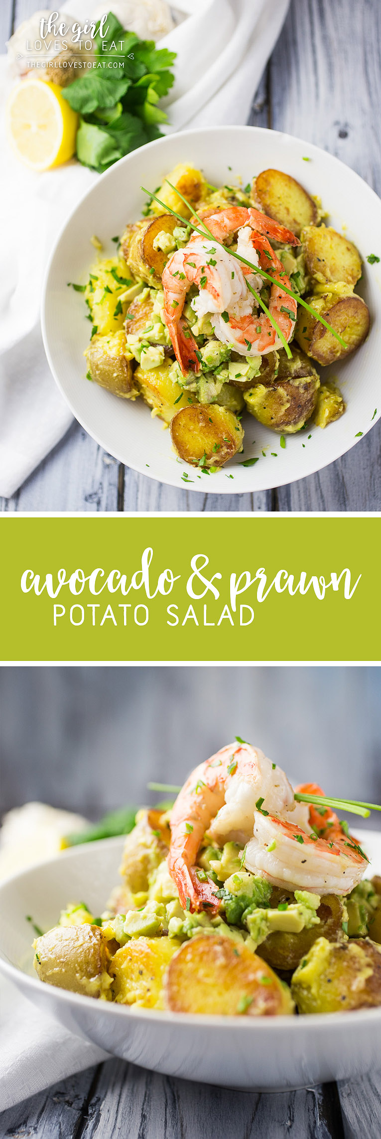 Avocado and prawn potato salad { thegirllovestoeat.com }