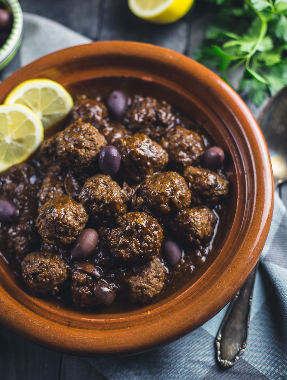 Lamb Meatballs with Lemon and Olives { thegirllovestoeat.com }